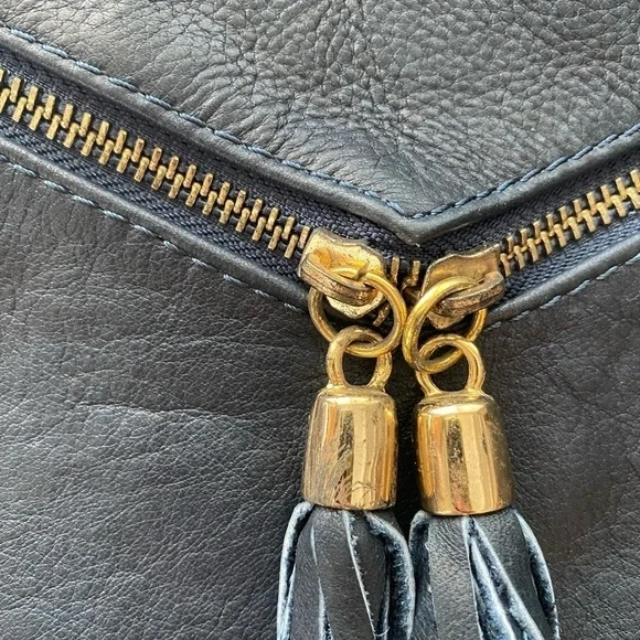 Vera Pelle Genuine Leather made in Italy royal blue envelope crossbody purse - Picture 8 of 10